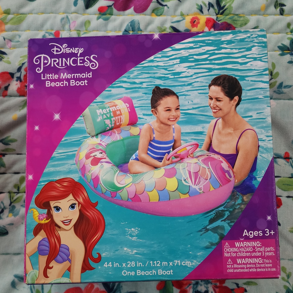 Disney Princess Little Mermaid Pink & Multicolor Inflatable Beach Boat